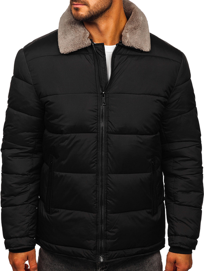Men’s Quilted Winter Jacket Black with fur Bolf 31M5010