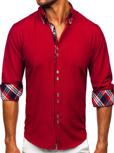 Men's Elegant Long Sleeve Shirt Claret Bolf 4704