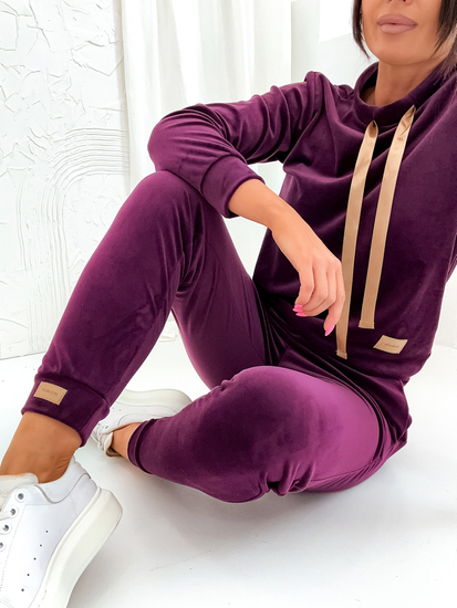 Women's 2-Piece Velour Tracksuit Claret Bolf 637