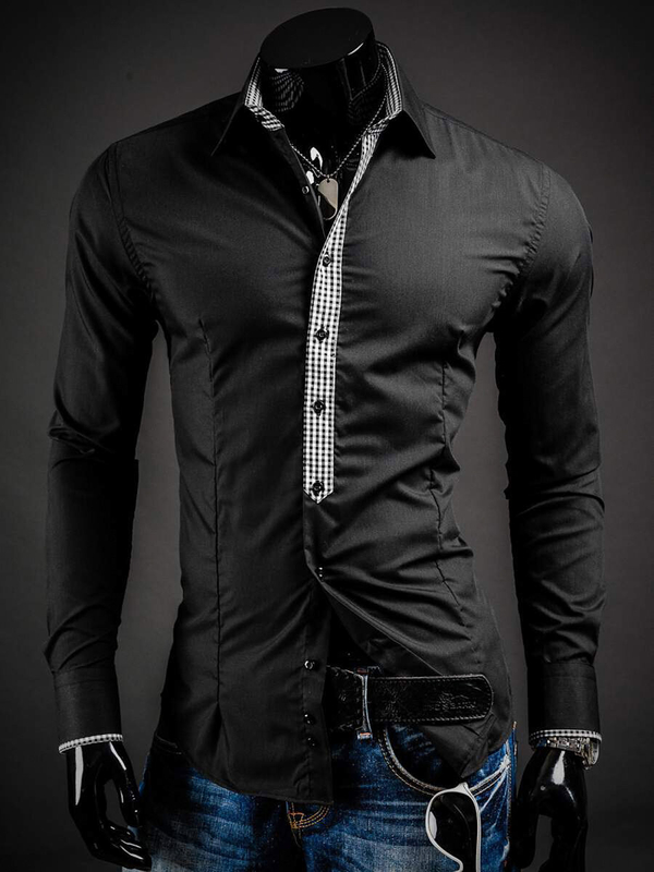Men’s Elegant Long Sleeve Shirt Black Bolf 0939A