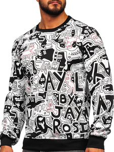 Men's Printed Sweatshirt Black-White Bolf 8B1133