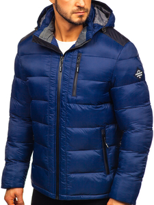 Men's Quilted Winter Sport Jacket Navy Blue Bolf AB98