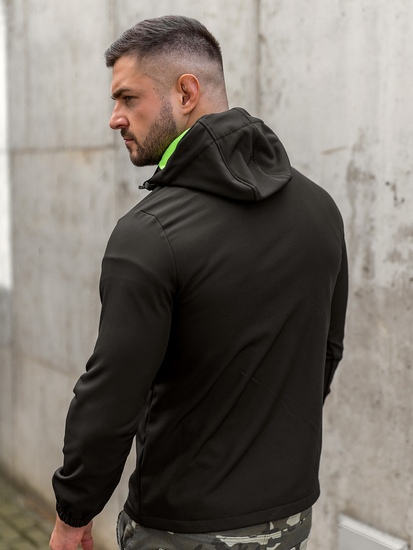 Men's Lightweight Softshell Jacket Black-Green Bolf HH017