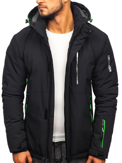 Men's Winter Ski Jacket Black-Green Bolf 1910