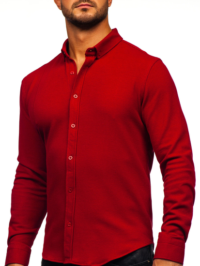 Men’s Long Sleeve Muslin Shirt Claret Bolf 506