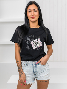 Women's Printed T-shirt Black Bolf 97T2110
