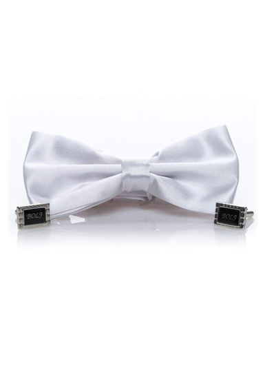 Men's Elegant Long Sleeve Shirt Bow Tie + Cufflinks Black Bolf 4702