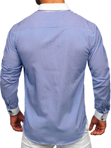 Men's Elegant Long Sleeve Shirt Blue Bolf 0909