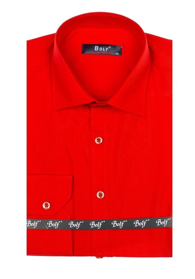 Men’s Elegant Long Sleeve Shirt Red Bolf 1703