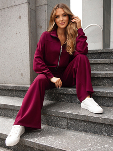 Women’s 2-piece Zip Butter Sport Outfit Claret Bolf 821109