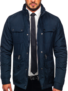 Men's Elegant Winter Jacket Navy Blue Bolf 1668