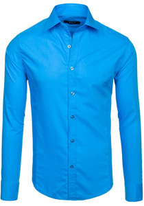 Men’s Elegant Long Sleeve Shirt Turquoise Bolf 1703
