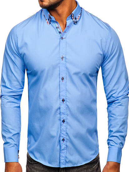 Men's Elegant Long Sleeve Shirt Sky Blue Bolf 3701
