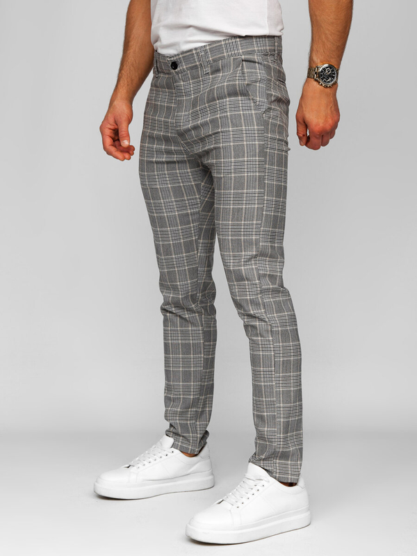 Men’s Elegant Checkered Pants Grey Bolf 184171