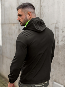 Men's Lightweight Softshell Jacket Black-Green Bolf HH017