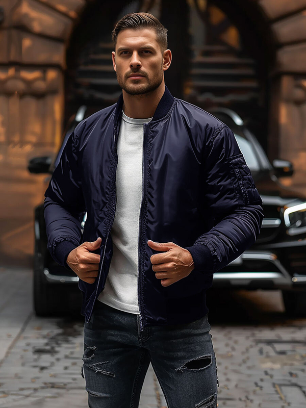 Men's Lightweight Bomber Jacket Navy Blue Bolf AK95A2