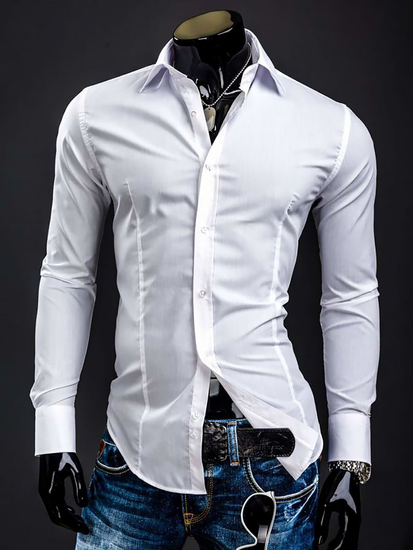 Men’s Elegant Long Sleeve Shirt White Bolf 1703A