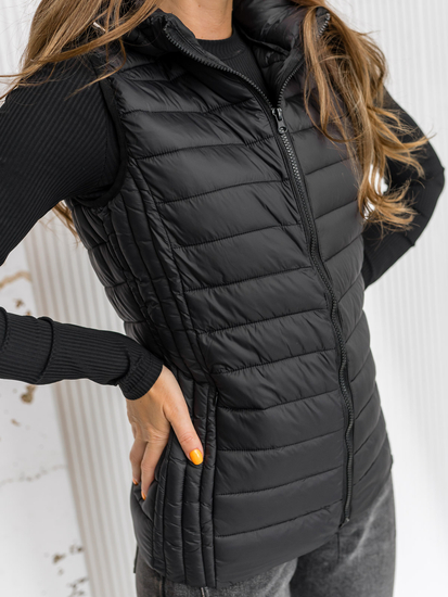 Women's Quilted Gilet with hood Black Bolf 23039A1
