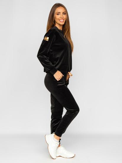 Women's 2-Piece Velour Tracksuit Black Bolf 8129