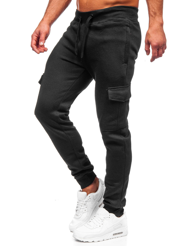 Men's Cargo Sweatpants Black Bolf JX326
